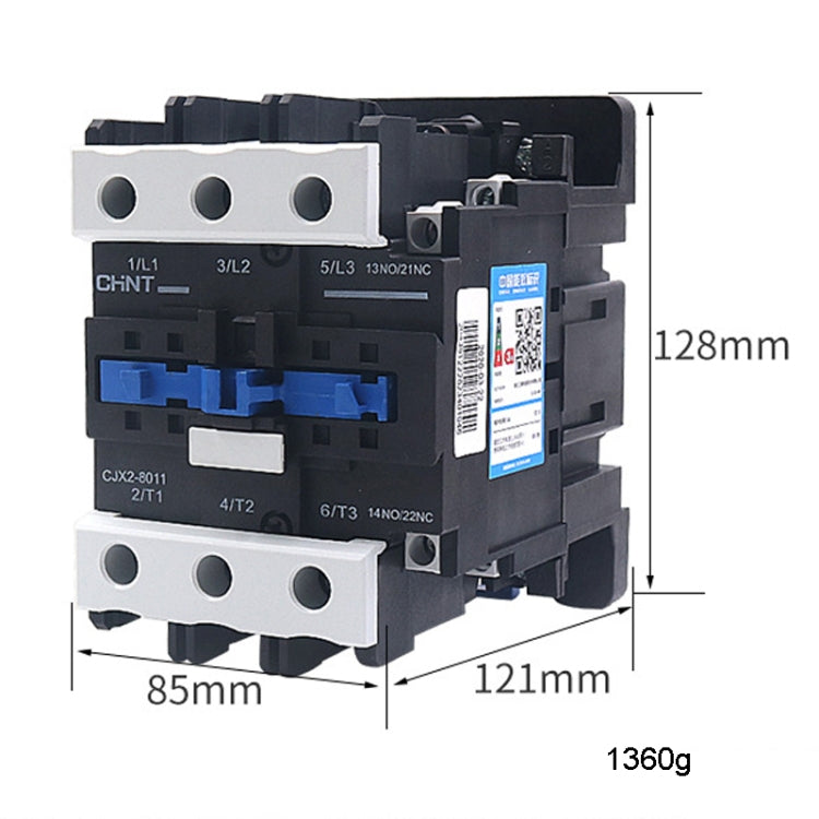 CHNT CJX2-8011 80A 220V Silver Alloy Contacts Multi-Purpose Single-Phase AC Contactor - Relays by CHNT | Online Shopping UK | buy2fix