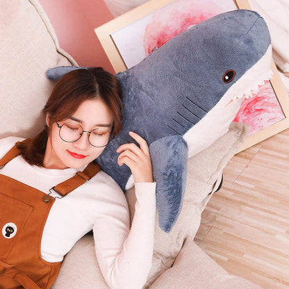 Plush Stuffed Toy Shark Kids Toys Boys Girls Animal Reading Pillow for Birthday Gifts, Height:138cm(Blue) - Soft Toys by buy2fix | Online Shopping UK | buy2fix