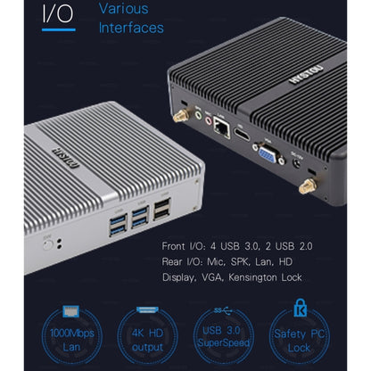 HYSTOU H2 Windows / Linux System Mini PC, Intel Core I3-7167U Dual Core Four Threads up to 2.80GHz, Support mSATA 3.0, 8GB RAM DDR4 + 256GB SSD 500GB HDD (Black) - Windows Mini PCs by HYSTOU | Online Shopping UK | buy2fix