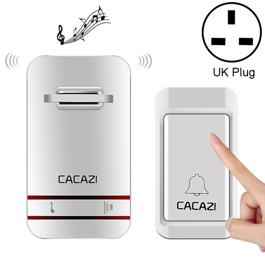 CACAZI V027G One Button One Receivers Self-Powered Wireless Home Kinetic Electronic Doorbell, UK Plug - Security by CACAZI | Online Shopping UK | buy2fix