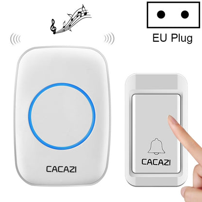 CACAZI A10G One Button One Receivers Self-Powered Wireless Home Cordless Bell, EU Plug(White) - Security by CACAZI | Online Shopping UK | buy2fix