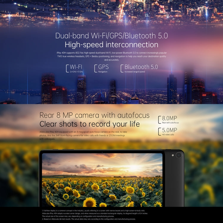 ALLDOCUBE iPlay 40H T1020H 4G Call Tablet, 10.4 inch, 8GB+128GB, Android 10 UNISOC Tiger T618 Octa Core 2.0GHz, Support GPS & Bluetooth & Dual Band WiFi & Dual SIM(Black) - ALLDOCUBE by ALLDOCUBE | Online Shopping UK | buy2fix