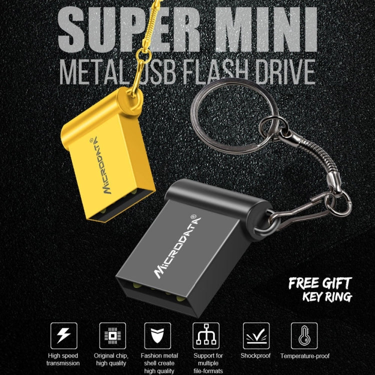 MiCRODATA 8GB USB 2.0 Computer and Car Two-use Mini U Disk (Gold) - USB Flash Drives by MiCRODATA | Online Shopping UK | buy2fix